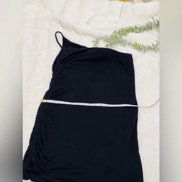 Michael Lauren Darren Black One Shoulder Tank Dress Drawstring Side Size Medium - Picture 8 of 12